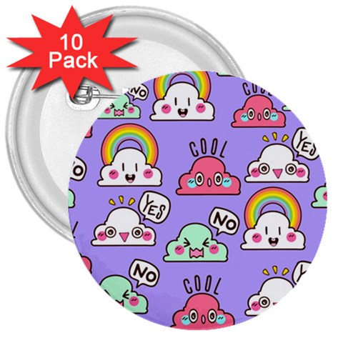 Cloud Seamless Pattern 3  Buttons (10 pack)  from ArtsNow.com Front