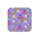 Cloud Seamless Pattern Rubber Coaster (Square)