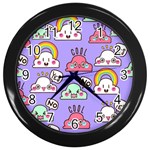 Cloud Seamless Pattern Wall Clock (Black)