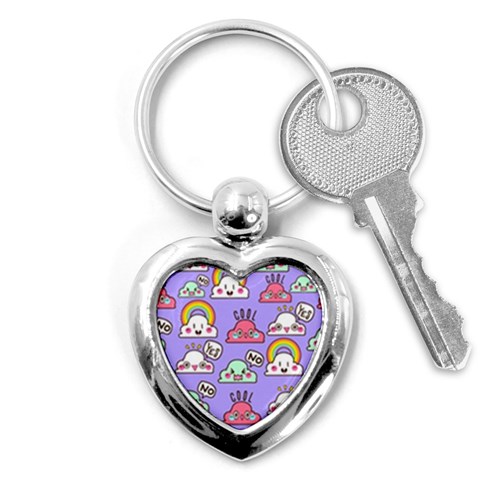 Cloud Seamless Pattern Key Chain (Heart) from ArtsNow.com Front