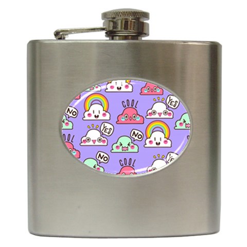 Cloud Seamless Pattern Hip Flask (6 oz) from ArtsNow.com Front