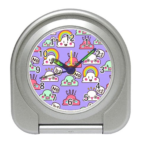 Cloud Seamless Pattern Travel Alarm Clock from ArtsNow.com Front