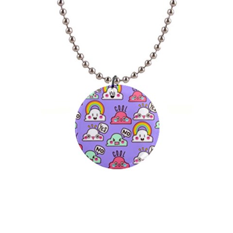 Cloud Seamless Pattern 1  Button Necklace from ArtsNow.com Front