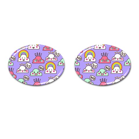 Cloud Seamless Pattern Cufflinks (Oval) from ArtsNow.com Front(Pair)