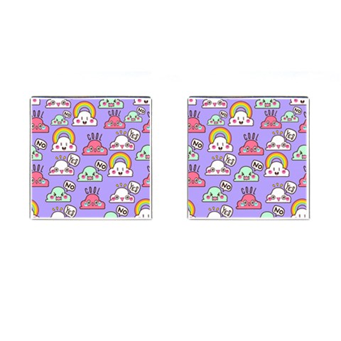 Cloud Seamless Pattern Cufflinks (Square) from ArtsNow.com Front(Pair)