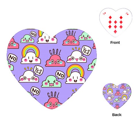 Cloud Seamless Pattern Playing Cards Single Design (Heart) from ArtsNow.com Front