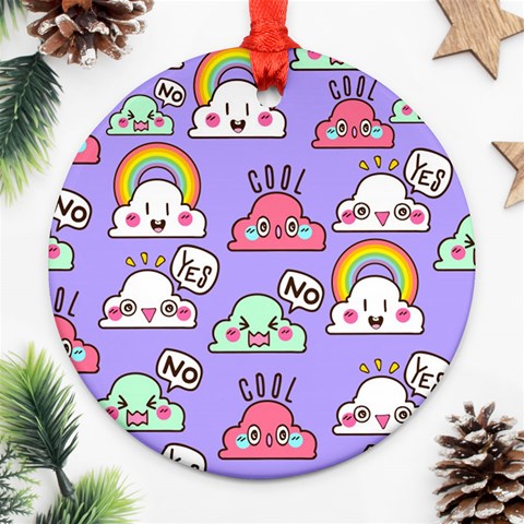 Cloud Seamless Pattern Round Ornament (Two Sides) from ArtsNow.com Front