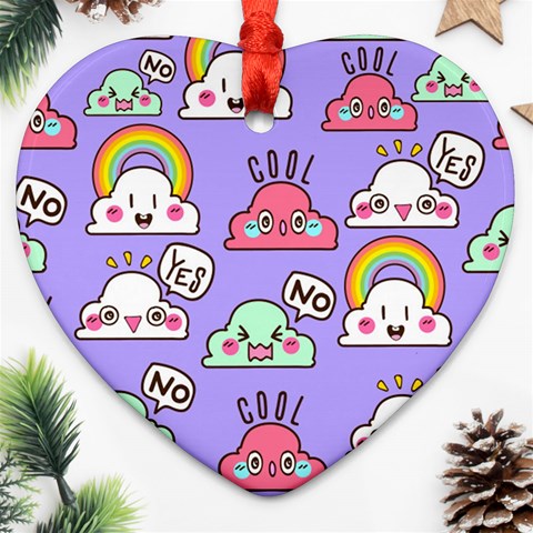 Cloud Seamless Pattern Heart Ornament (Two Sides) from ArtsNow.com Front