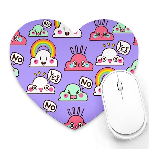 Cloud Seamless Pattern Heart Mousepad from ArtsNow.com Front