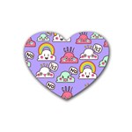 Cloud Seamless Pattern Rubber Coaster (Heart)