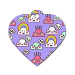 Cloud Seamless Pattern Dog Tag Heart (One Side)
