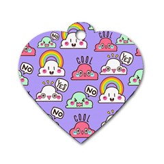 Cloud Seamless Pattern Dog Tag Heart (Two Sides) from ArtsNow.com Front
