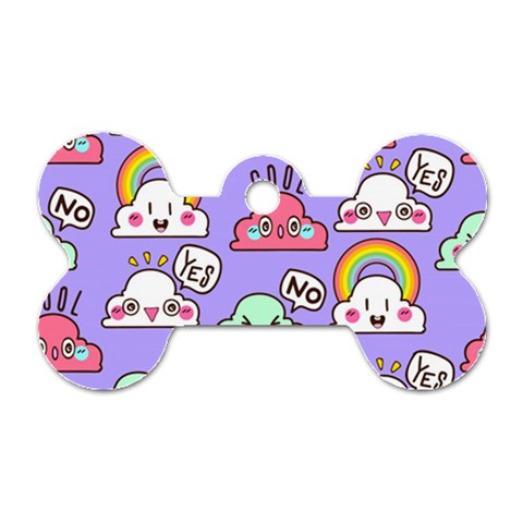 Cloud Seamless Pattern Dog Tag Bone (Two Sides) from ArtsNow.com Front