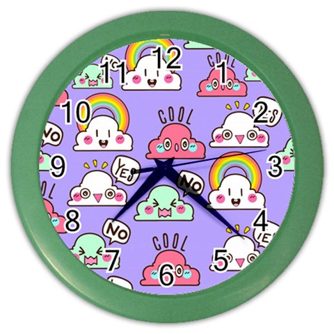 Cloud Seamless Pattern Color Wall Clock from ArtsNow.com Front
