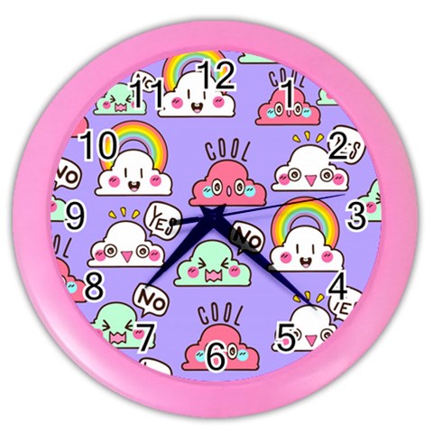 Cloud Seamless Pattern Color Wall Clock from ArtsNow.com Front