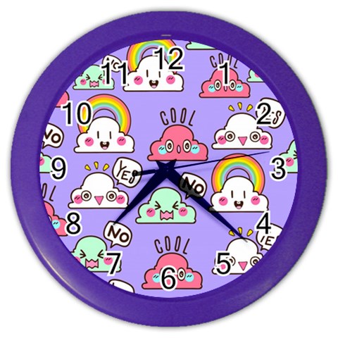 Cloud Seamless Pattern Color Wall Clock from ArtsNow.com Front
