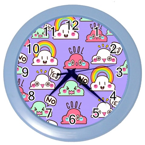 Cloud Seamless Pattern Color Wall Clock from ArtsNow.com Front