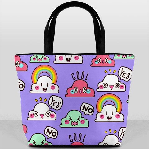 Cloud Seamless Pattern Bucket Bag from ArtsNow.com Back
