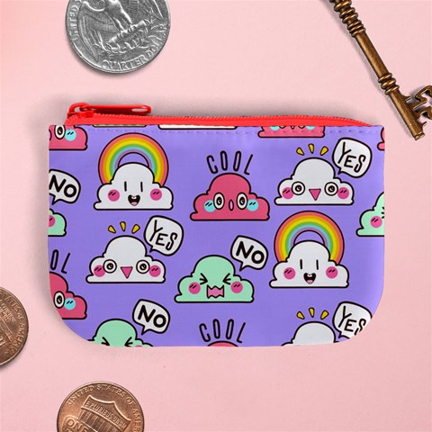 Cloud Seamless Pattern Mini Coin Purse from ArtsNow.com Front