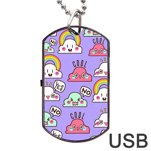 Cloud Seamless Pattern Dog Tag USB Flash (One Side) from ArtsNow.com Front