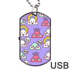 Cloud Seamless Pattern Dog Tag USB Flash (Two Sides) from ArtsNow.com Back