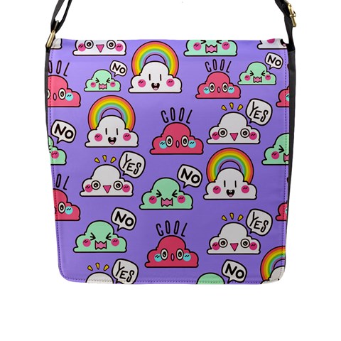 Cloud Seamless Pattern Flap Closure Messenger Bag (L) from ArtsNow.com Front
