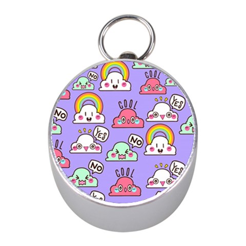 Cloud Seamless Pattern Mini Silver Compasses from ArtsNow.com Front