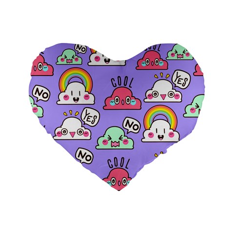 Cloud Seamless Pattern Standard 16  Premium Flano Heart Shape Cushions from ArtsNow.com Front