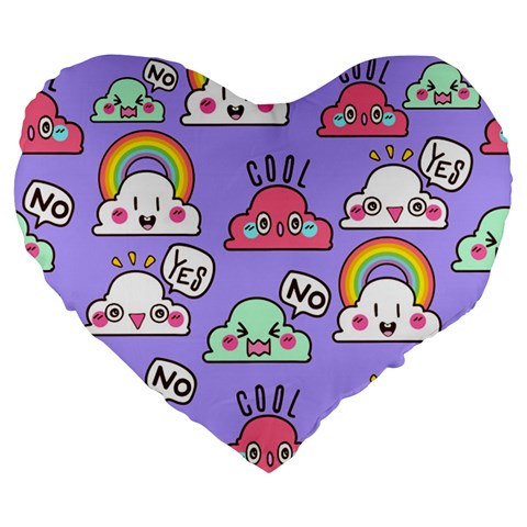 Cloud Seamless Pattern Large 19  Premium Flano Heart Shape Cushions from ArtsNow.com Front