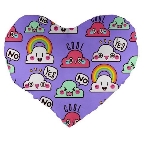 Cloud Seamless Pattern Large 19  Premium Flano Heart Shape Cushions from ArtsNow.com Back
