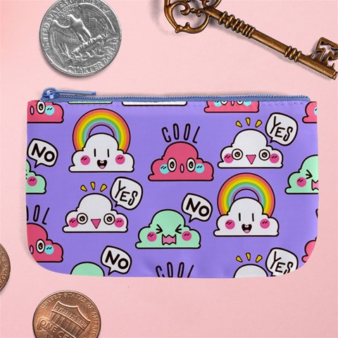 Cloud Seamless Pattern Large Coin Purse from ArtsNow.com Front
