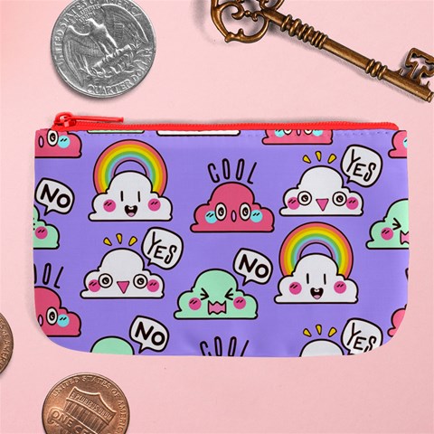Cloud Seamless Pattern Large Coin Purse from ArtsNow.com Front