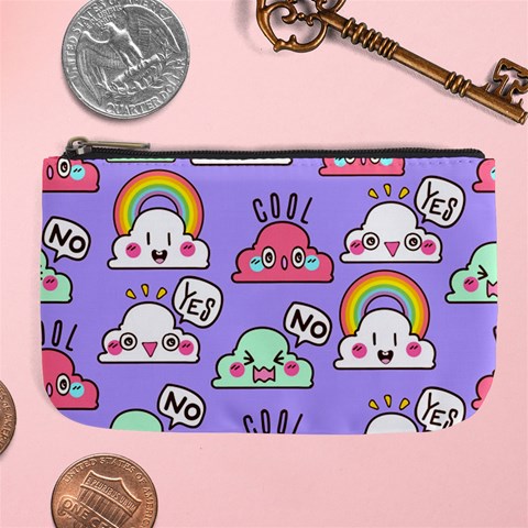 Cloud Seamless Pattern Large Coin Purse from ArtsNow.com Front