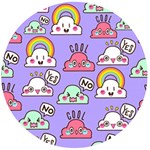Cloud Seamless Pattern Wooden Bottle Opener (Round)