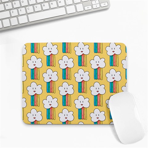 Smile Cloud Rainbow Pattern Yellow Small Mousepad from ArtsNow.com Front