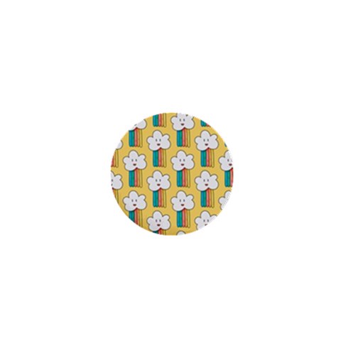 Smile Cloud Rainbow Pattern Yellow 1  Mini Buttons from ArtsNow.com Front
