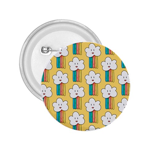Smile Cloud Rainbow Pattern Yellow 2.25  Buttons from ArtsNow.com Front