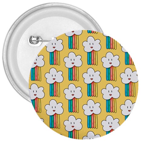 Smile Cloud Rainbow Pattern Yellow 3  Buttons from ArtsNow.com Front