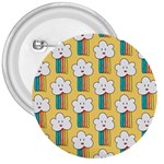 Smile Cloud Rainbow Pattern Yellow 3  Buttons