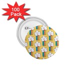 Smile Cloud Rainbow Pattern Yellow 1.75  Buttons (100 pack) 