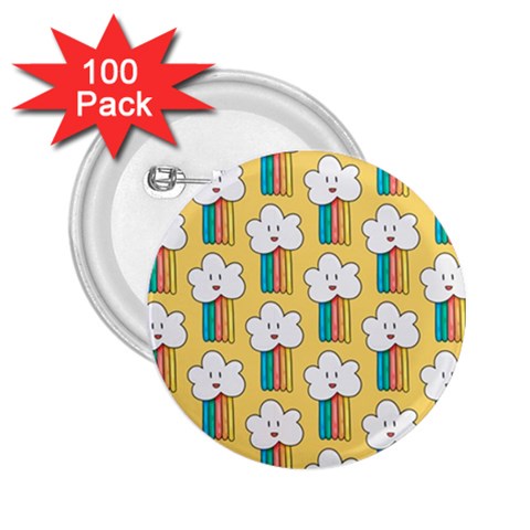 Smile Cloud Rainbow Pattern Yellow 2.25  Buttons (100 pack)  from ArtsNow.com Front
