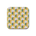Smile Cloud Rainbow Pattern Yellow Rubber Coaster (Square)