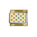 Smile Cloud Rainbow Pattern Yellow Gold Trim Italian Charm (9mm)