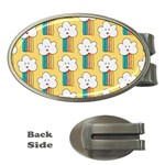 Smile Cloud Rainbow Pattern Yellow Money Clips (Oval) 