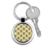 Smile Cloud Rainbow Pattern Yellow Key Chain (Round)