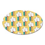Smile Cloud Rainbow Pattern Yellow Oval Magnet