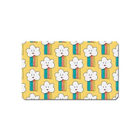 Smile Cloud Rainbow Pattern Yellow Magnet (Name Card) from ArtsNow.com Front