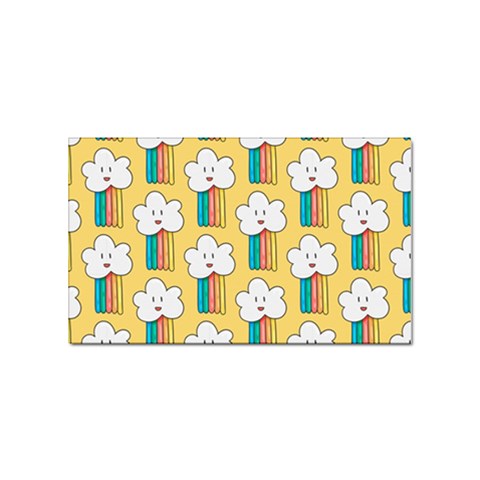 Smile Cloud Rainbow Pattern Yellow Sticker Rectangular (10 pack) from ArtsNow.com Front