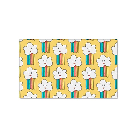 Smile Cloud Rainbow Pattern Yellow Sticker Rectangular (100 pack) from ArtsNow.com Front
