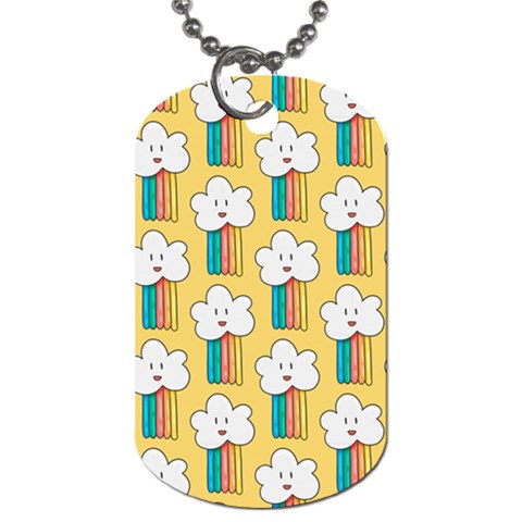 Smile Cloud Rainbow Pattern Yellow Dog Tag (Two Sides) from ArtsNow.com Front